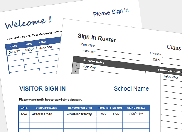 manual sign in forms